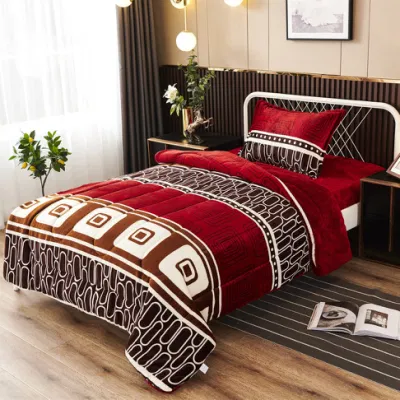 Conjunto de cama de poliéster Conjunto de edredom de flanela estampado